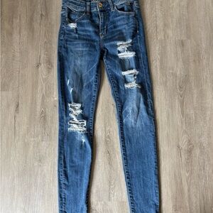 American Eagle Outfitters Ripped Blue Skinny Jeans